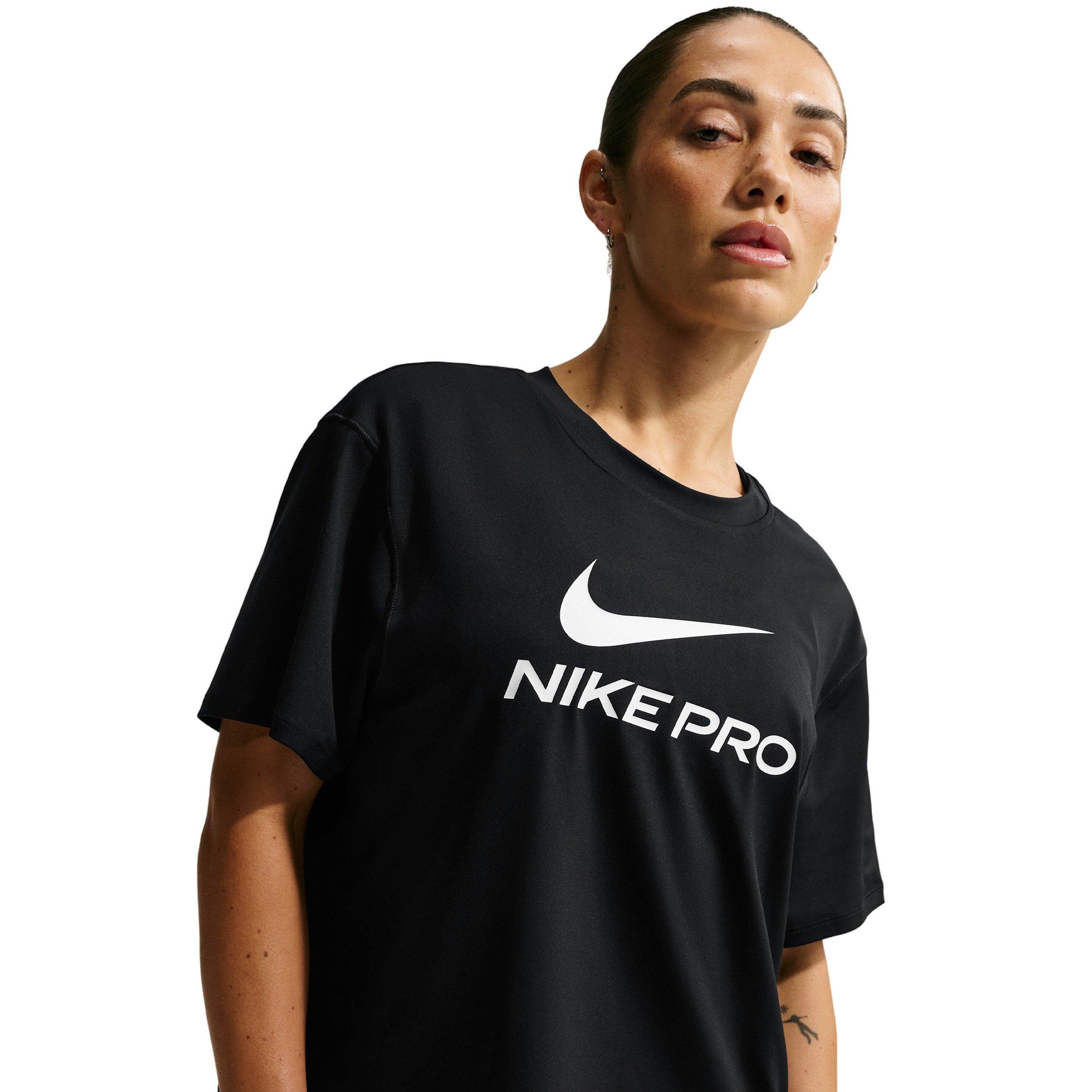 Nike Women's Pro 365 SS Loose T-Shirt - BLACK/WHITE